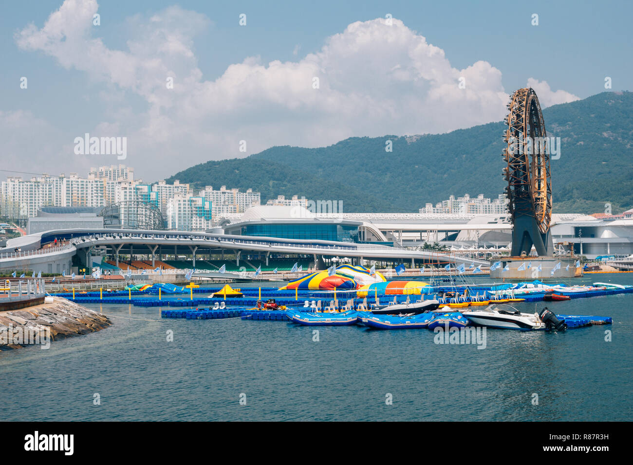 Yeosu, Korea - August 15, 2015 : Yeosu Expo town, Sea and modern architecture Stock Photo