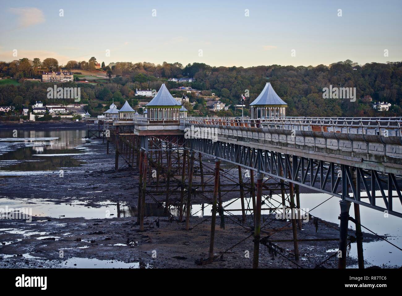 A view of Bangor Pier at dawn, Bangor, Gwynedd, North Wales, UK Stock Photo