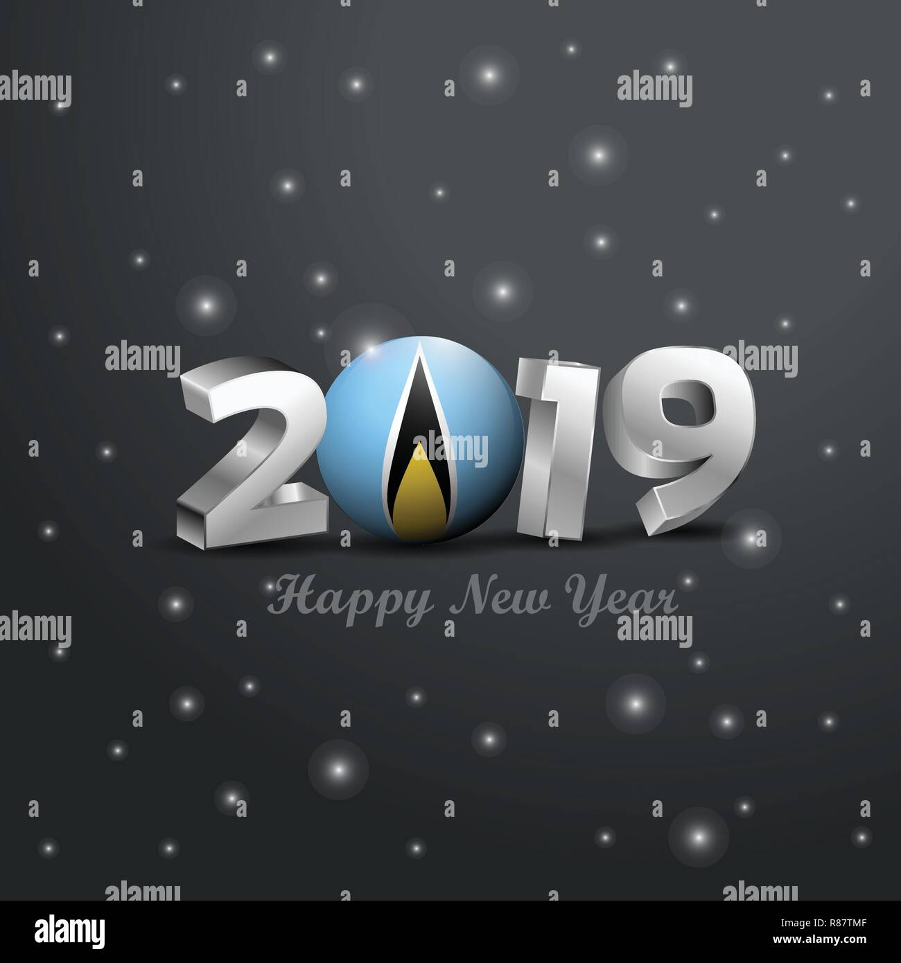 2019 Happy New Year Saint Lucia Flag Typography. Abstract Celebration background Stock Vector