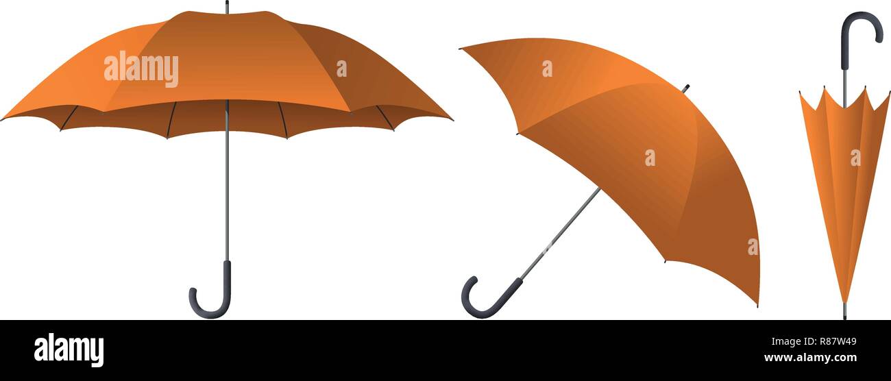 Orange umbrella vector illustration isolated on white background Stock Vector