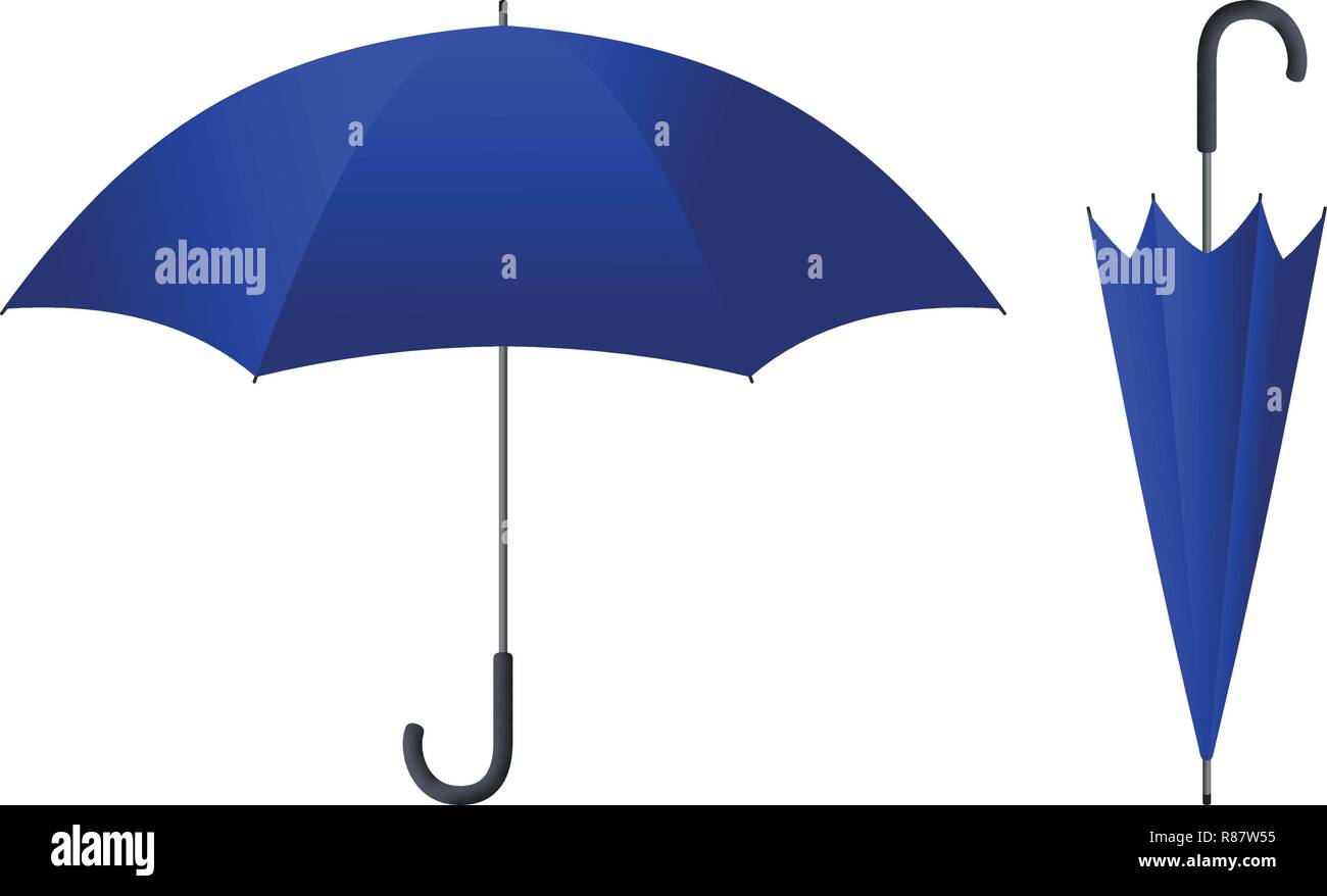 Blue umbrella vector illustration isolated on white background Stock