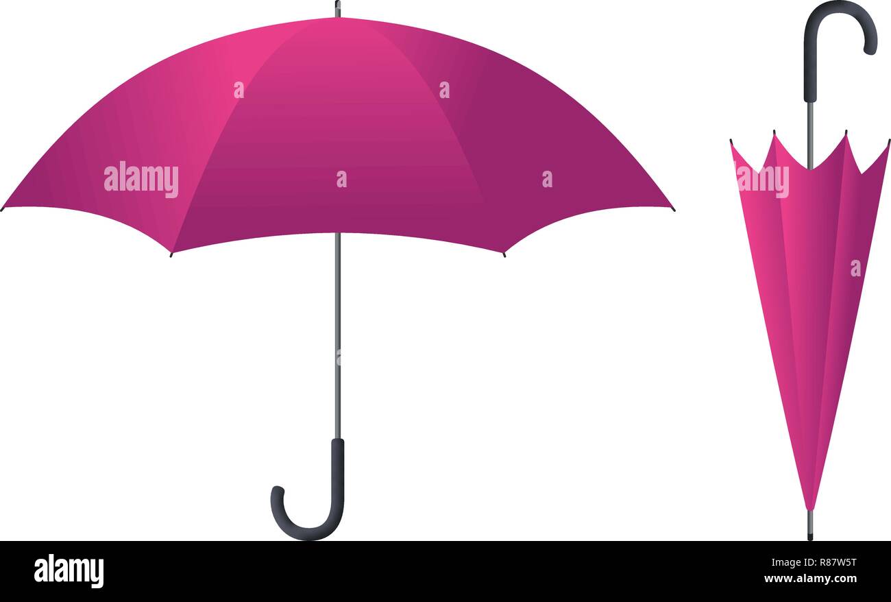 Pink umbrella vector illustration isolated on white background Stock
