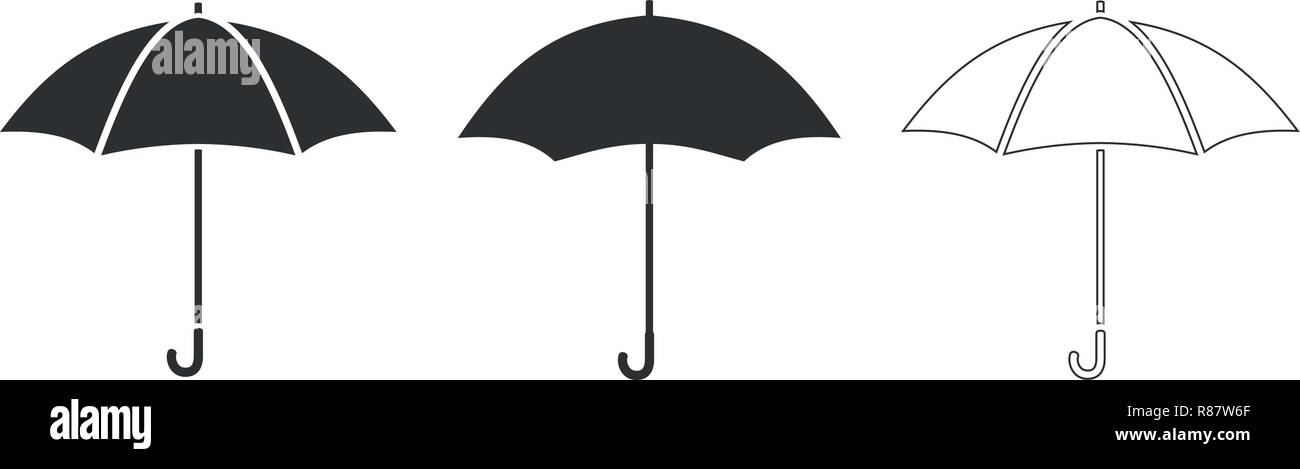 Three umbrella icons in different style Stock Vector
