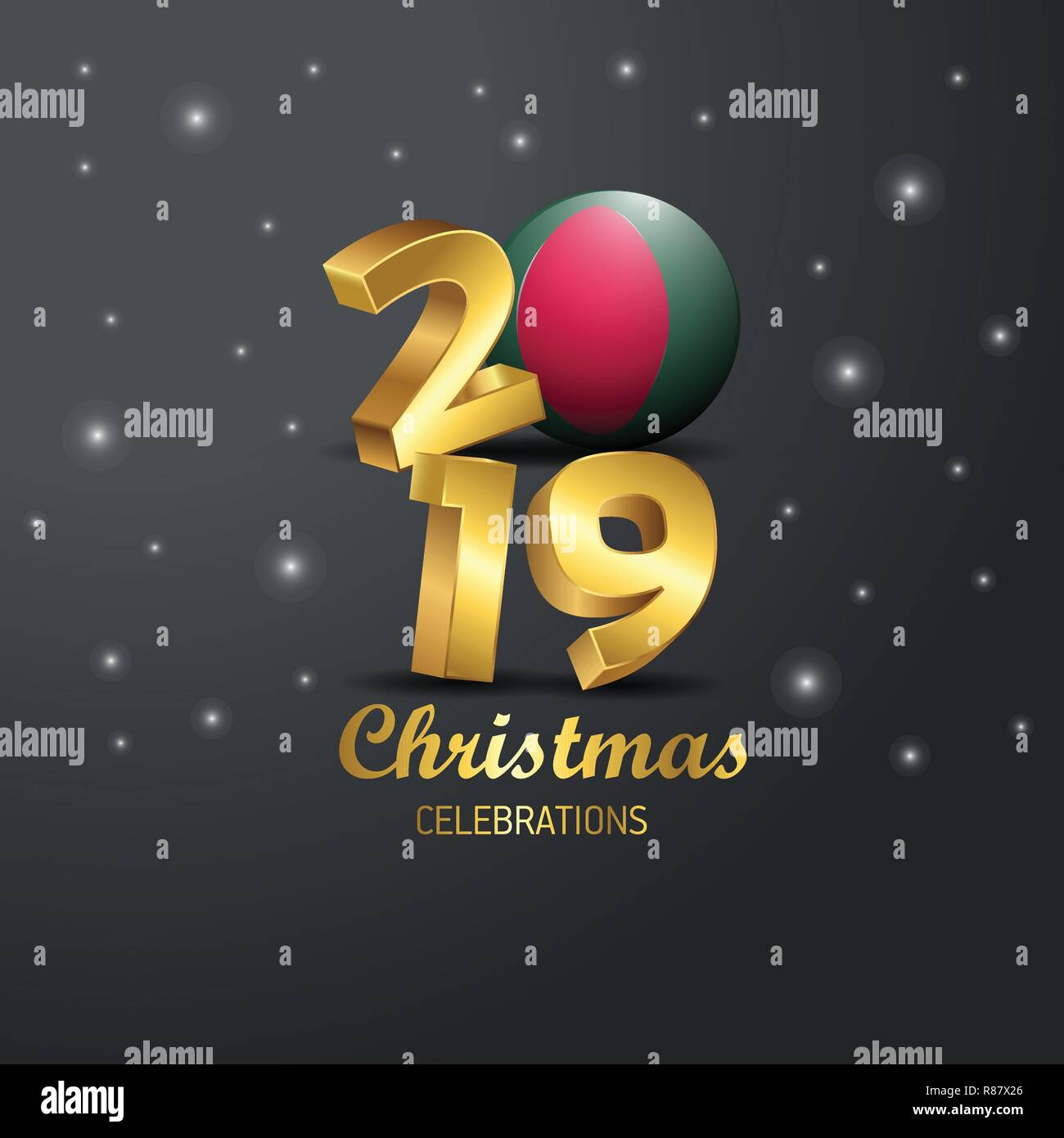 Bangladesh Flag 2019 Merry Christmas Typography. New Year Abstract Celebration background Stock Vector