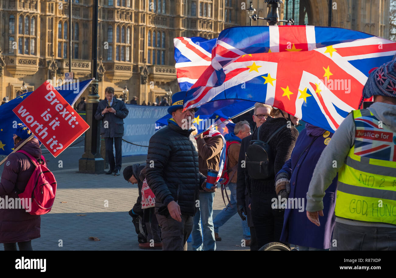 Brexit Remainers Brexit protest and argument between both leavers and remainers outside ...