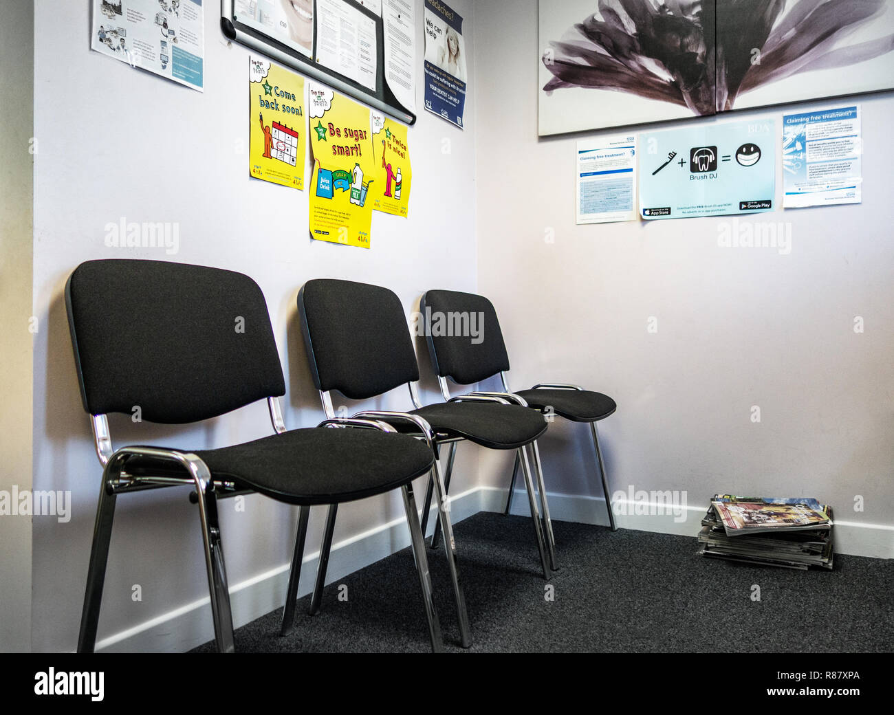 Waiting room and chairs at local Dentist Surgery in South Yorkshire