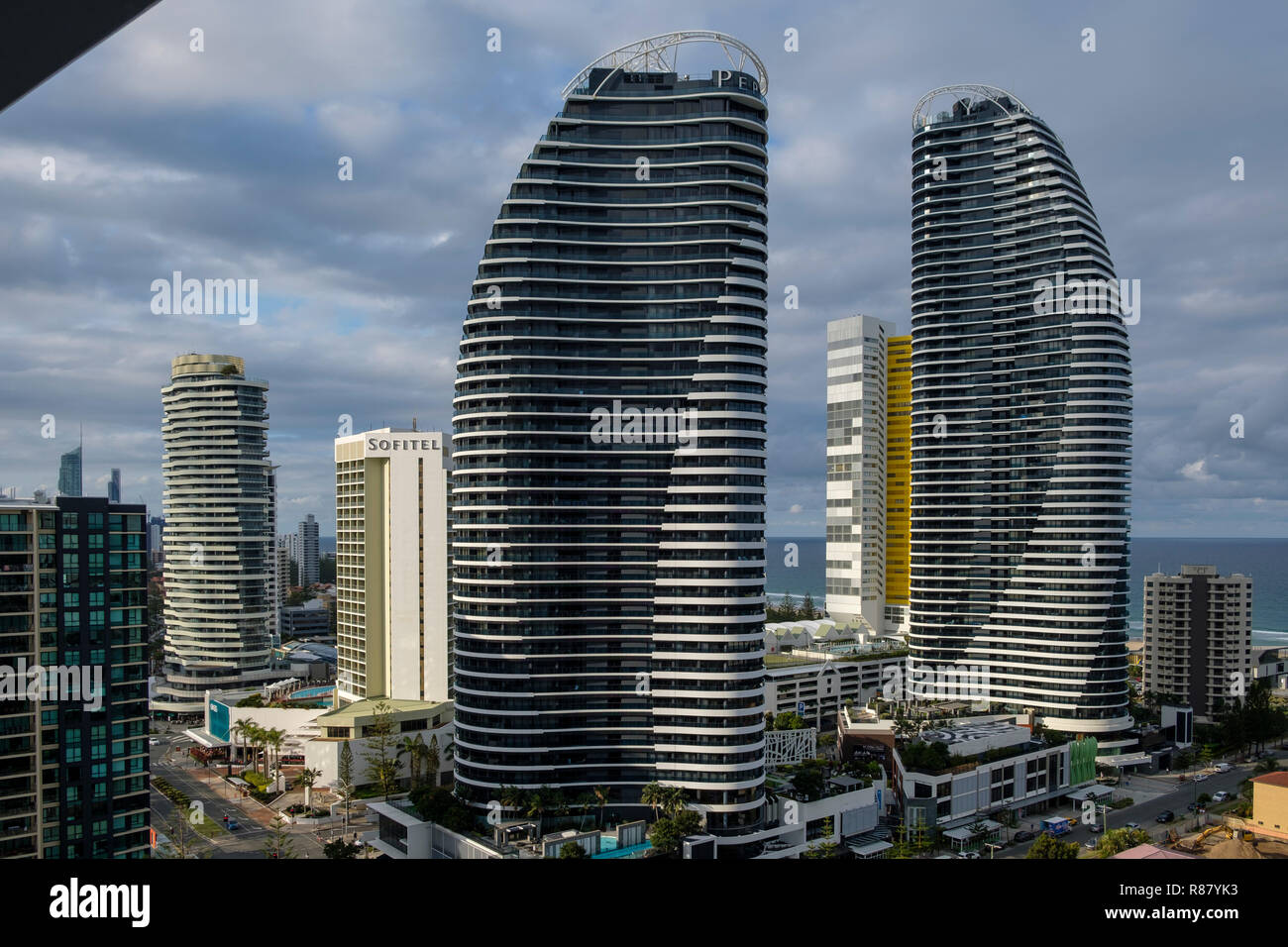 Views from the 21st floor at the Meriton Broadbeach Stock Photo