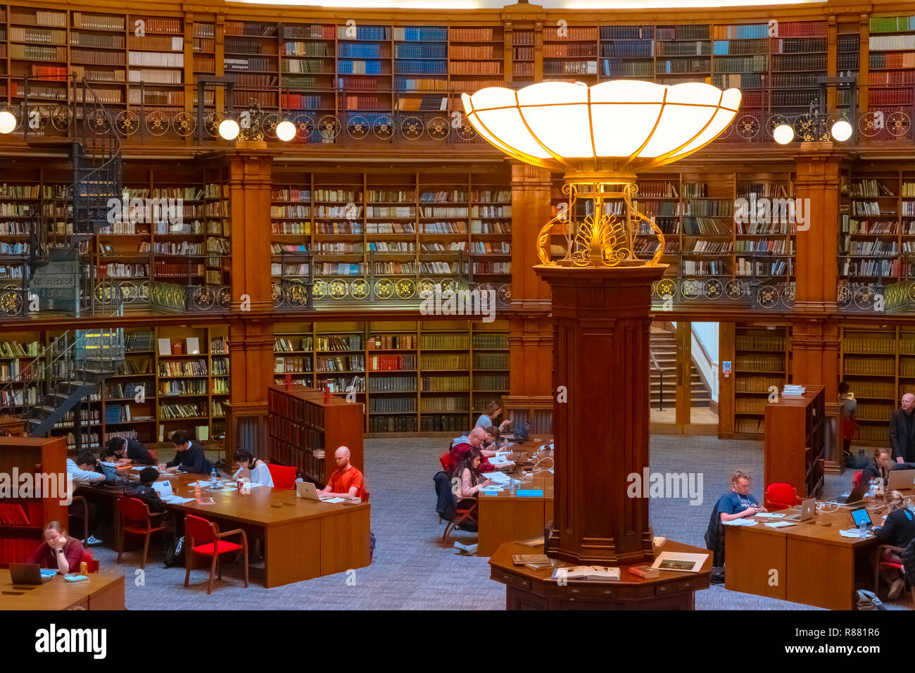 Liverpool, UK - May 16 2018: The Picton Reading Room at Liverpool Central Library was founded in 1875 designed by Cornelius Sherlock and modelled afte Stock Photo