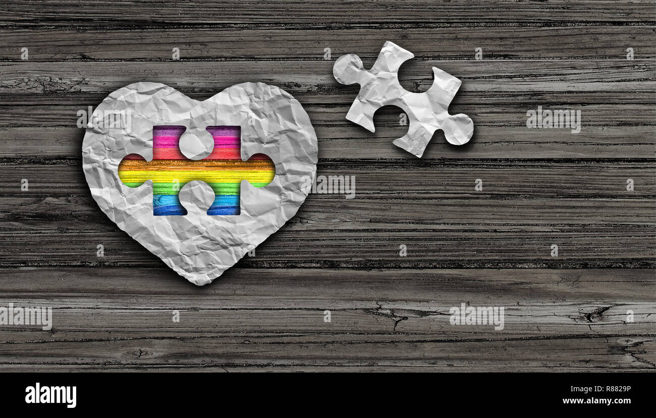 Autism awareness day and asperger syndrome disorder health symbol as a psychology and mental health symbol in a 3D illustration style. Stock Photo