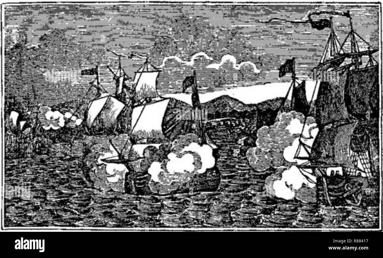 Captain Kidd attacks the Moorish fleet. Stock Photo