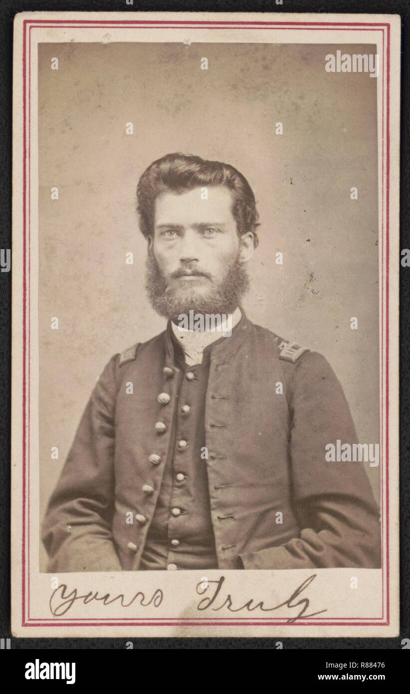Captain William H. Huls of Co. H, 58th Ohio Infantry Regiment in uniform) - French & Co., successors to D.P. Barr, Army photographer (Late Barr & Young,) Palace of Art, Washington Street, Stock Photo