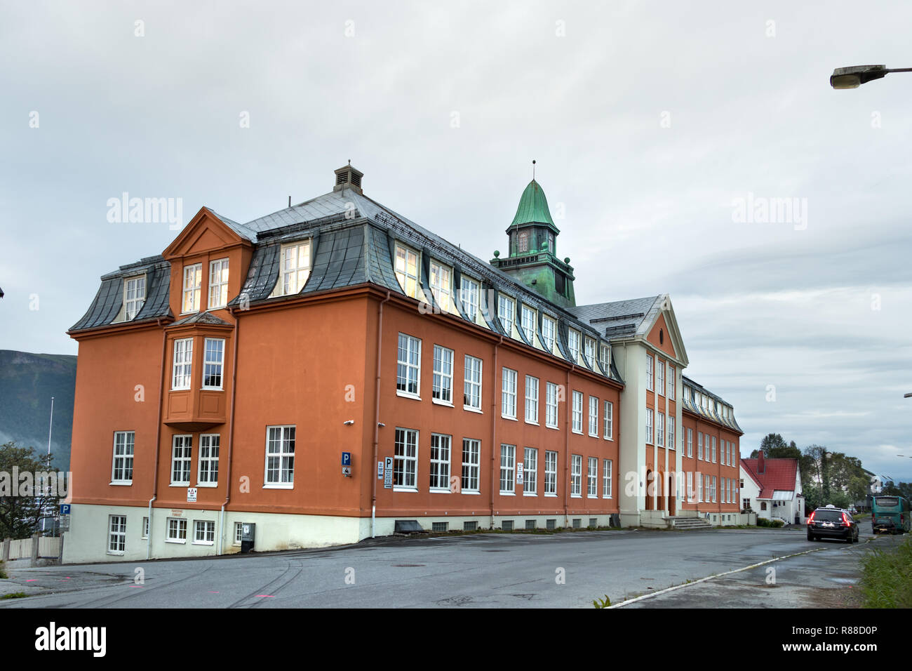 Tromso, Norway - August 4th, 2018: The Kongsbakken Upper Secondary School located in Skolegata 16, Tromso, Norway. Stock Photo