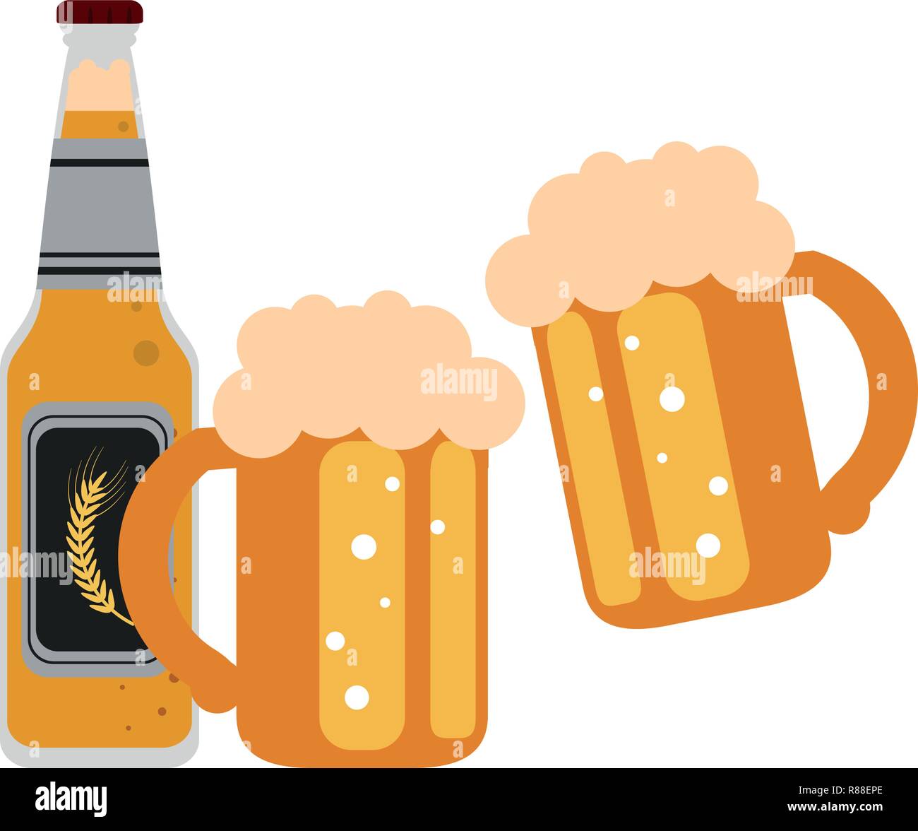 Beer bottle and cups Stock Vector Image & Art Alamy