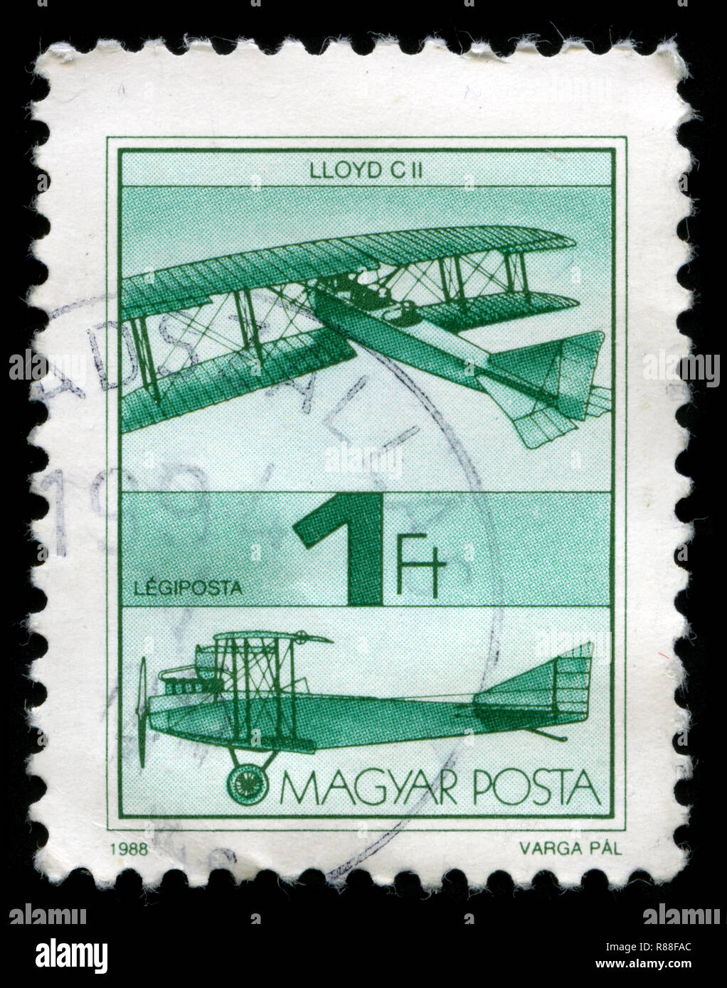 Postage stamp from Hungary in the Airplanes (1988) series Stock Photo