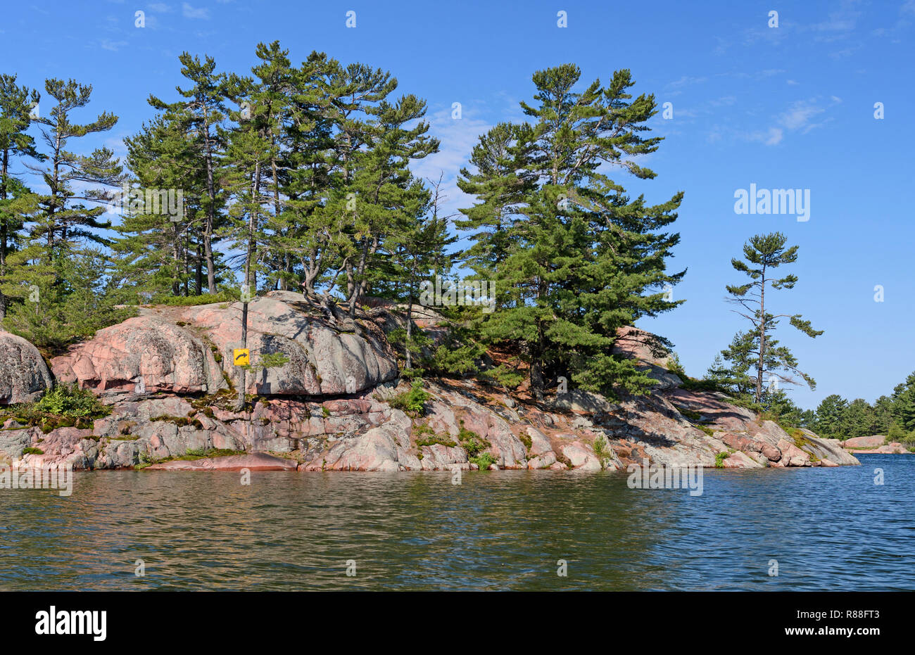 Remote Island on the Lake Huron Coast in Killarney Provincial Park in Ontario, Canada Stock Photo