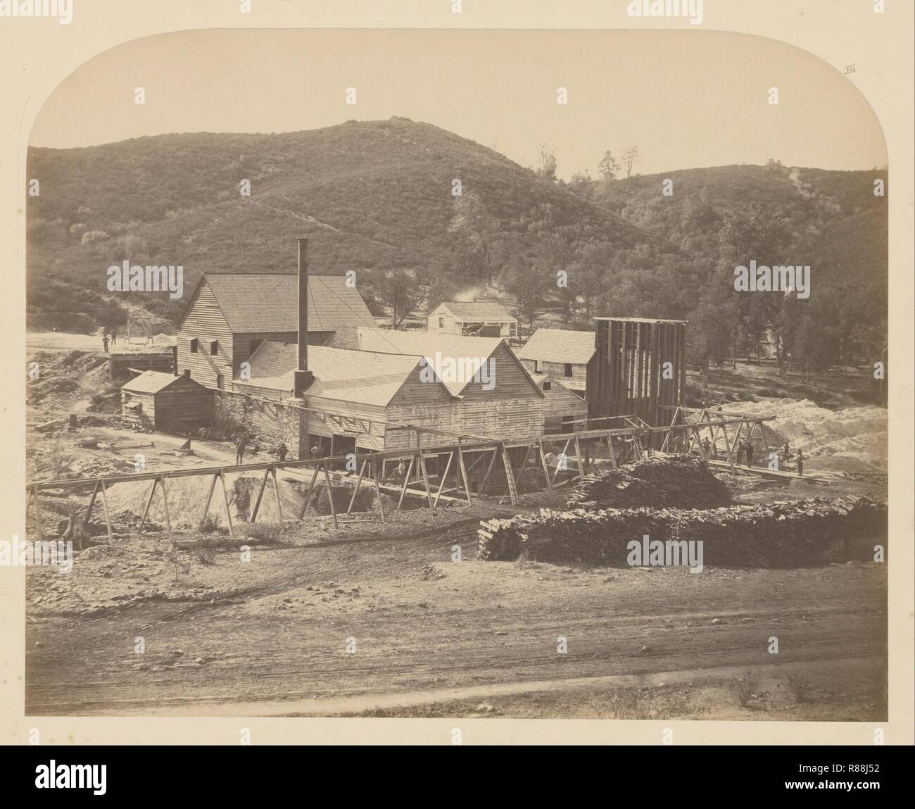 Carleton Watkins (American - (Mt. Ophir Mill) Stock Photo