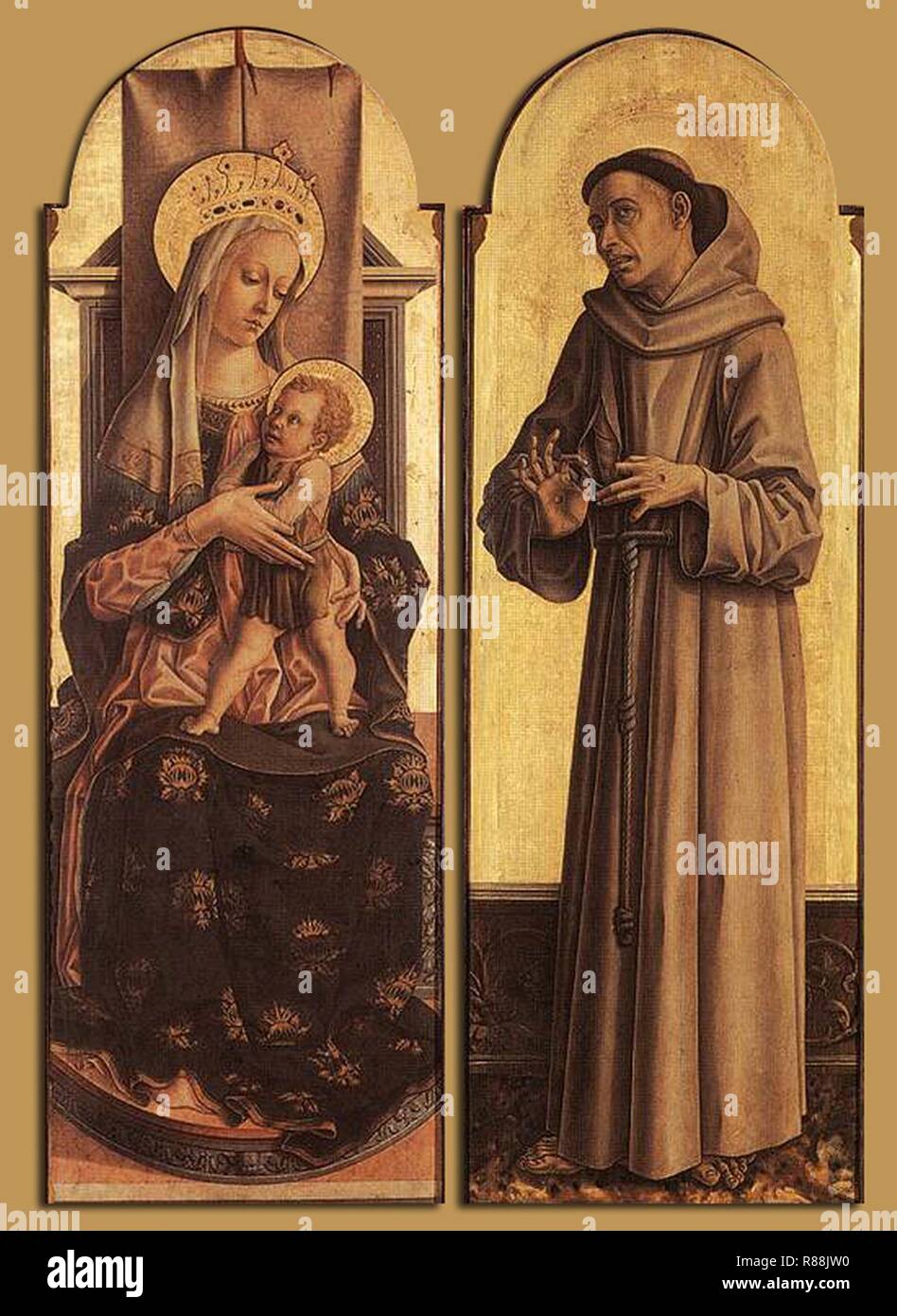 Carlo Crivelli - Madonna and Child; St Francis of Assisi - Stock Photo