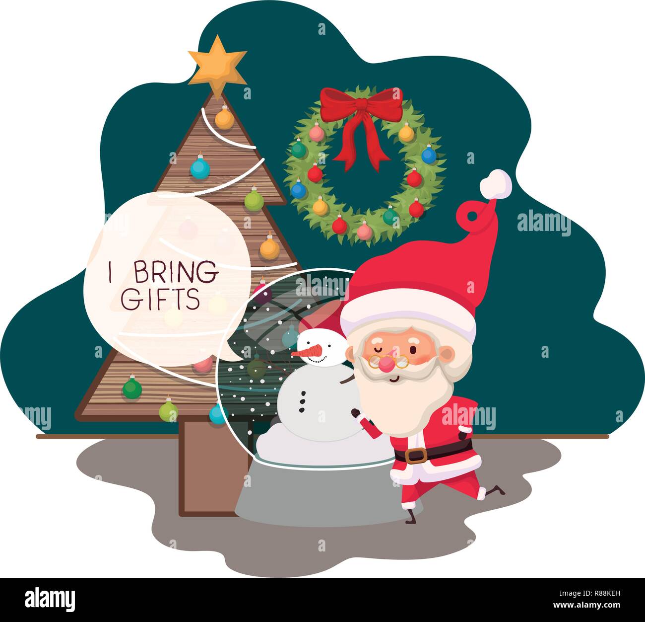 Santa Claus With Christmas Tree Stock Vector Image And Art Alamy