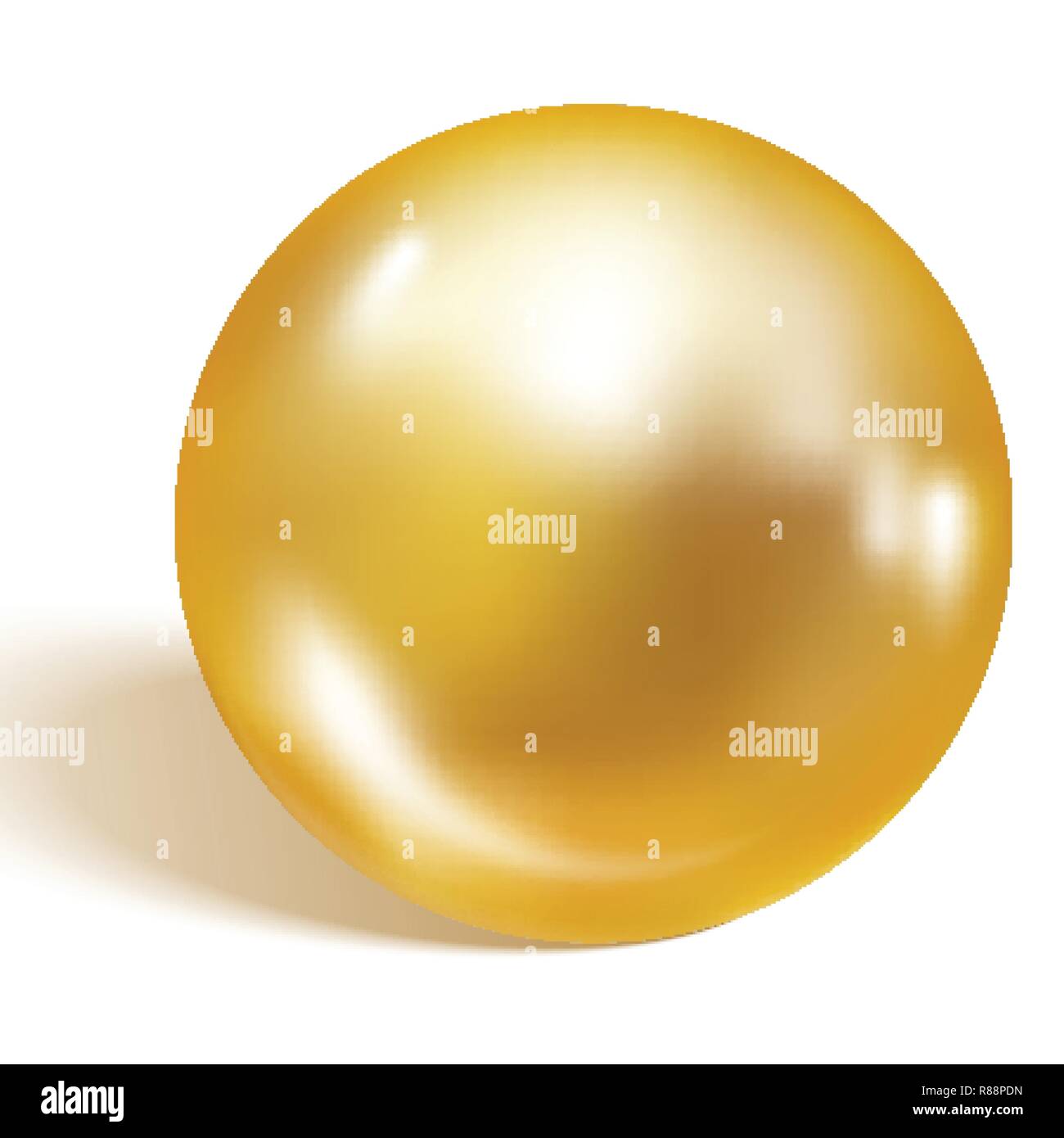 Single gold pearl isolated on white background. Gold pearl. Vector