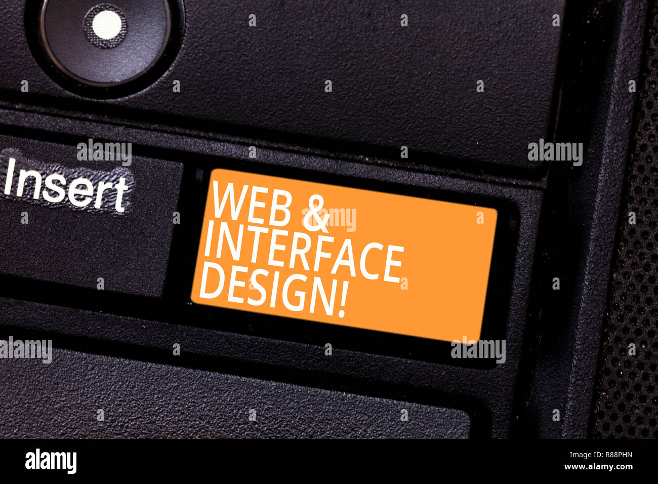 Handwriting text Web And Interface Design. Concept meaning Website designers online sites developing Keyboard key Intention to create computer message Stock Photo