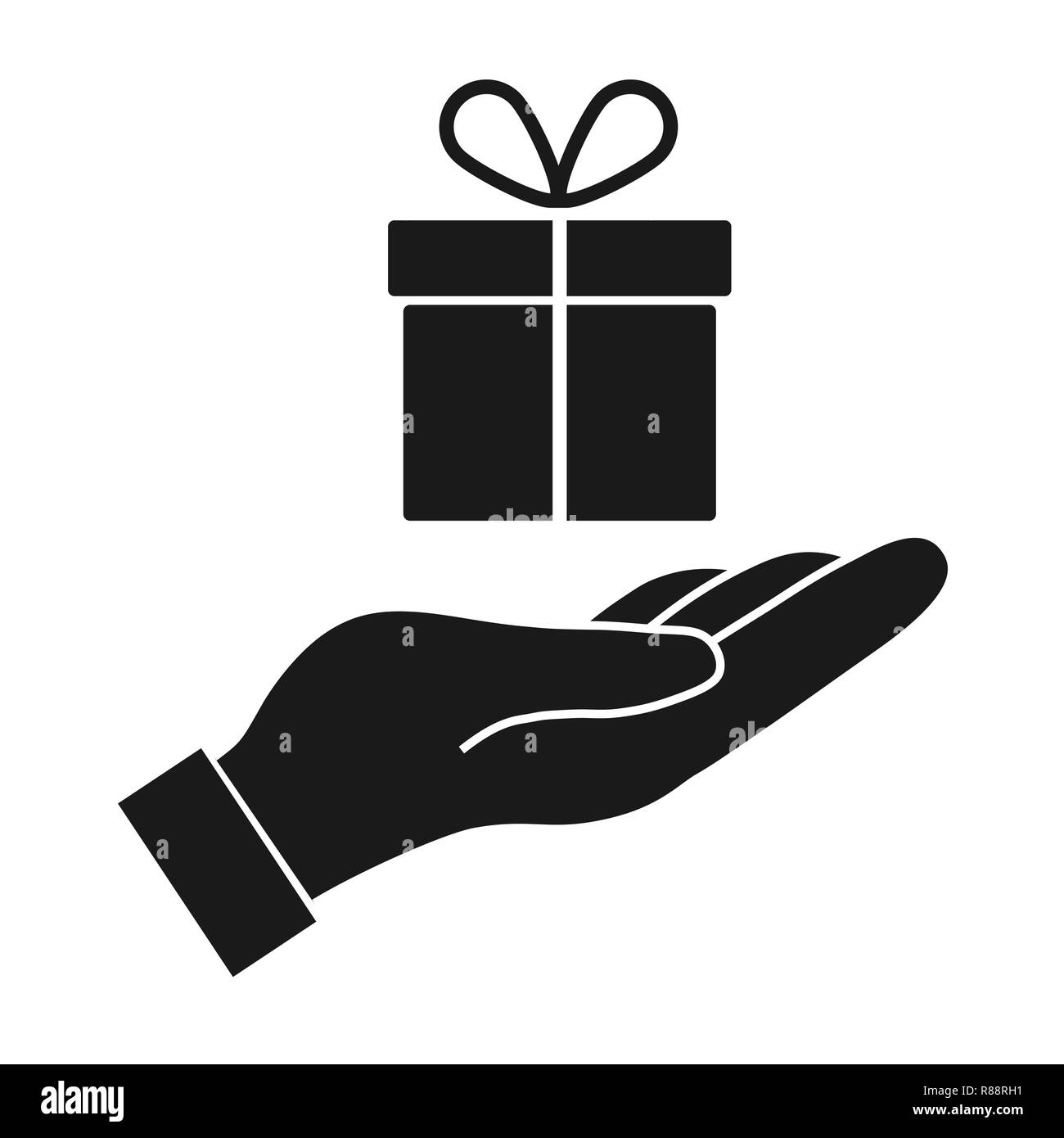 Знак сюрприз. Подарок в руках. Подарок вектор. Подарок логотип. Подарок на ладони.
