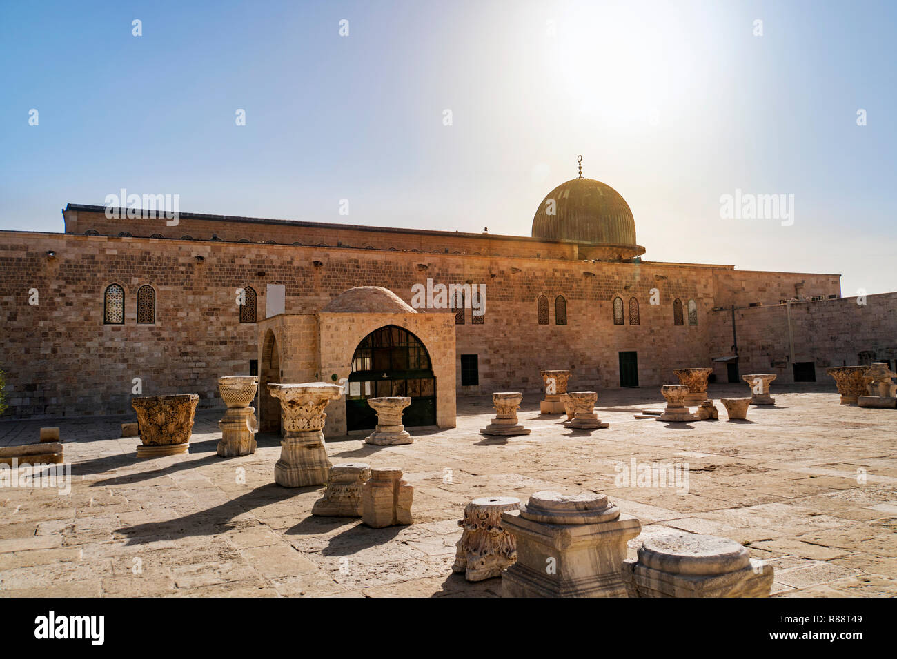Al-Masjid al-Aqsa is a mosque located on temple mount of Jerusalem. Is the third holiest site in Islam after Masjid al-Haram in Mecca and Prophet's Mo Stock Photo