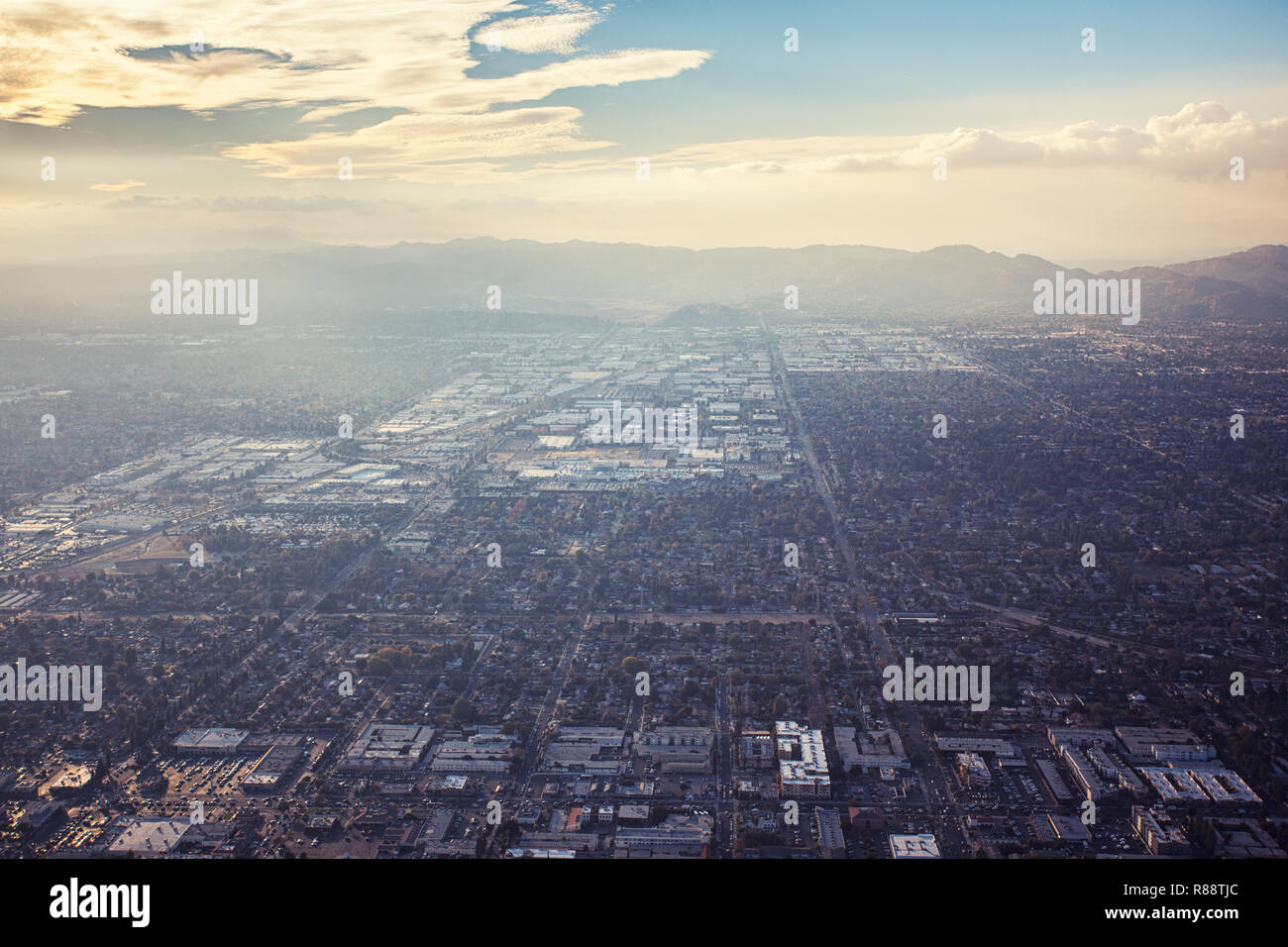 Aerial view of a beautiful mountain range at Southern California on a spectacular day. Stock Photo