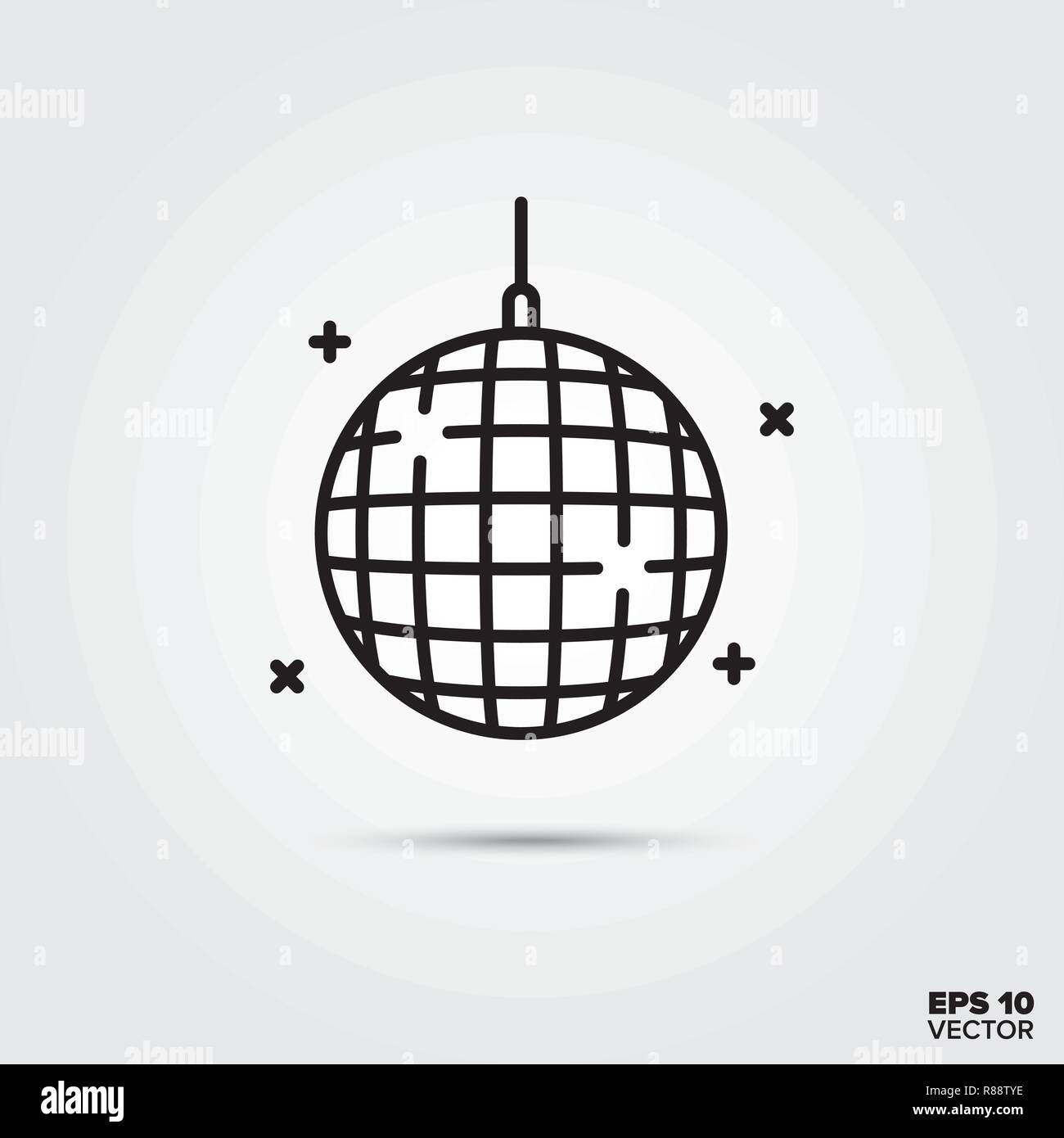 Disco Ball Line Icon Vector Illustration Nightlife And