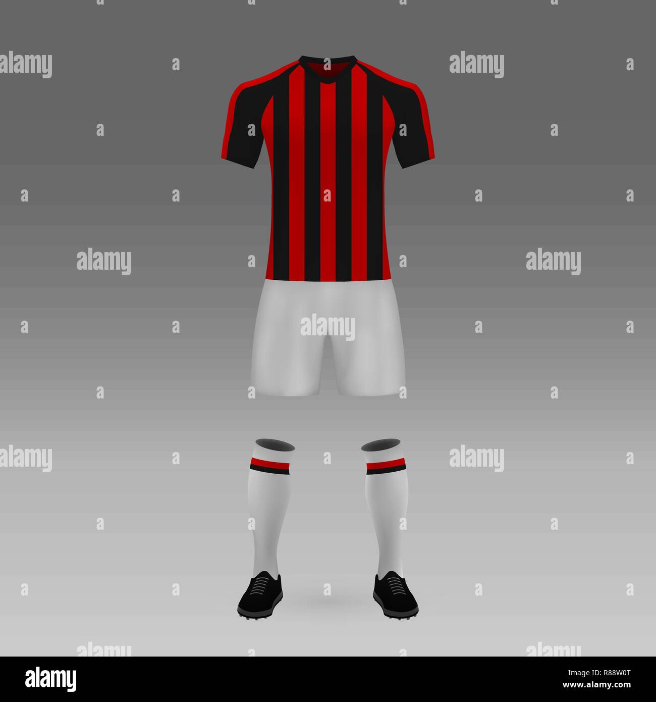 football kit Milan, shirt template for soccer jersey. Vector illustration Stock Vector
