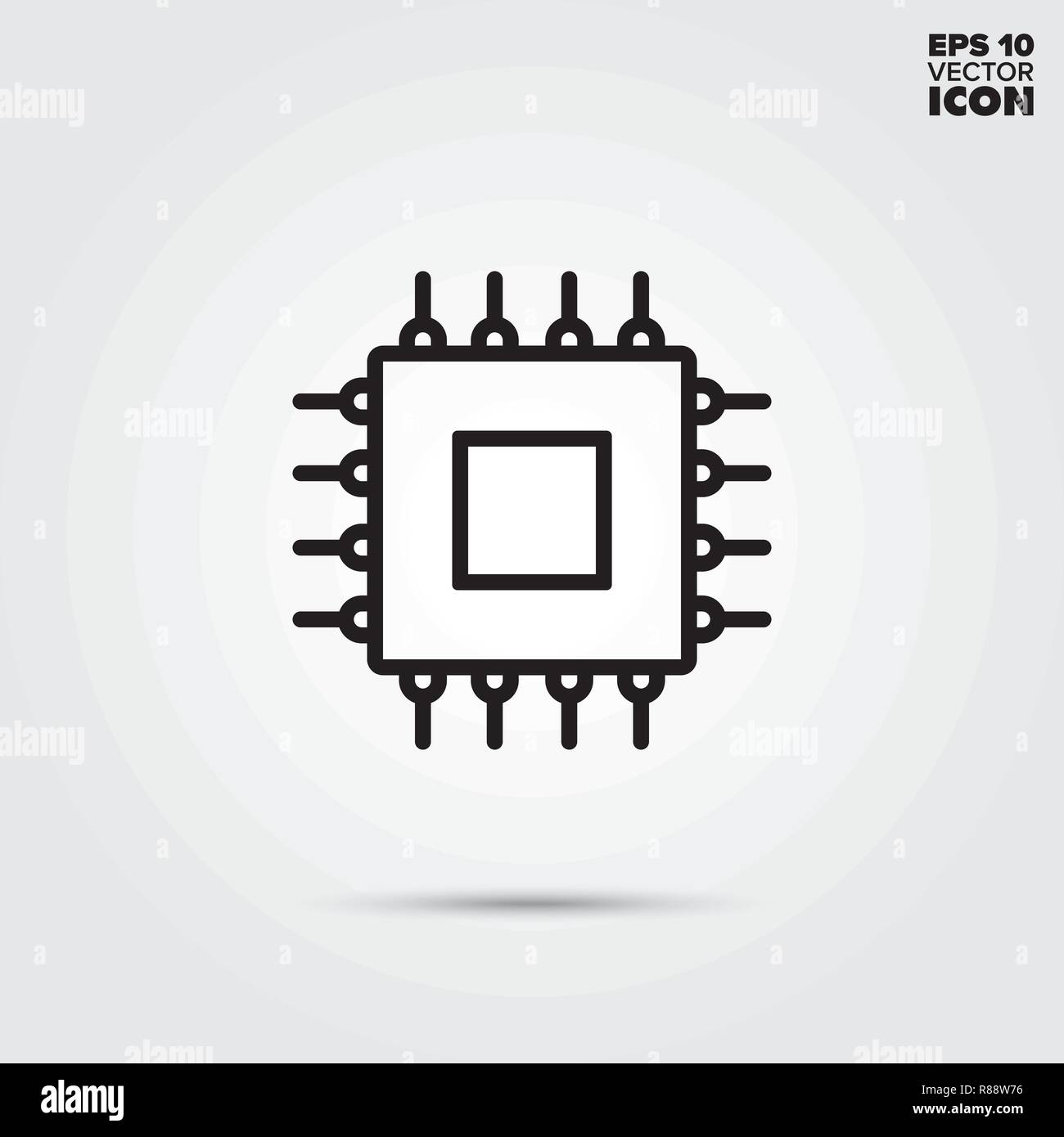 Microprocessor line icon. Electronic component vector symbol. Stock Vector