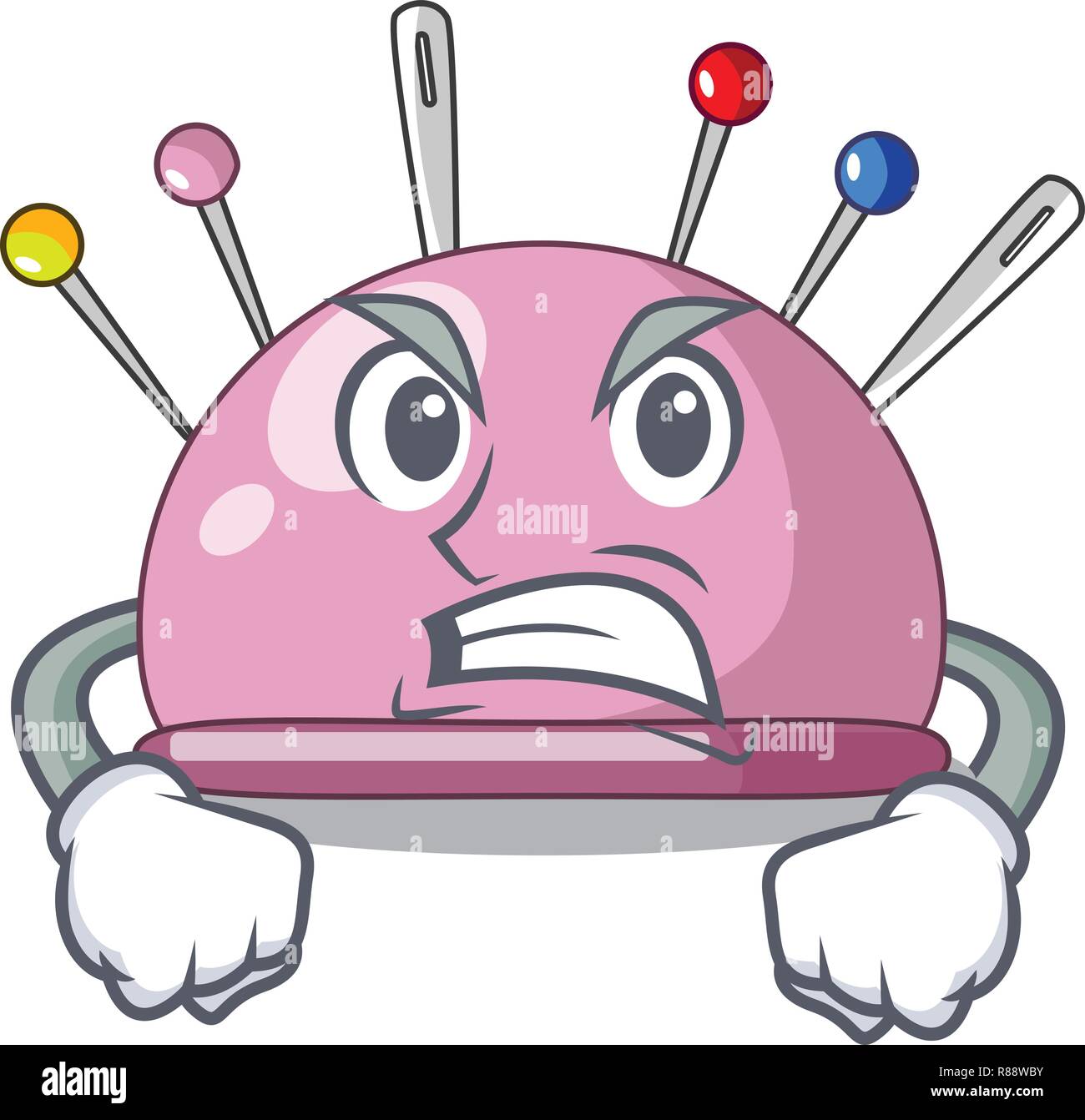 Angry sewing pins and pincushion on mascot Stock Vector Image & Art Alamy