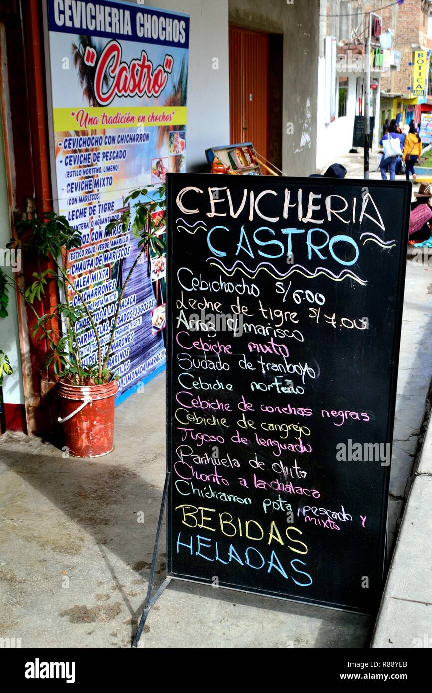 Cevicheria- Restaurant  in YUNGAY-  Department of Ancash.PERU                     Stock Photo