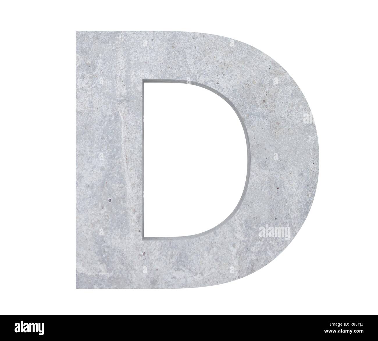 Concrete Capital Letter - D isolated on white background. 3D render ...