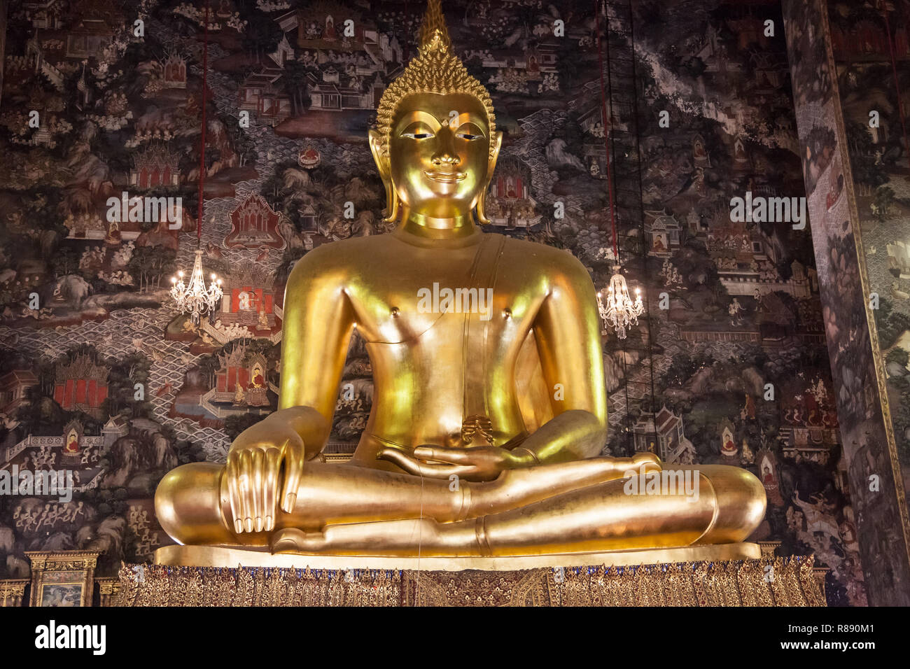 Phra Sri Sakyamuni Buddha at Wat Suthat, Bangkok, Thailand. Stock Photo