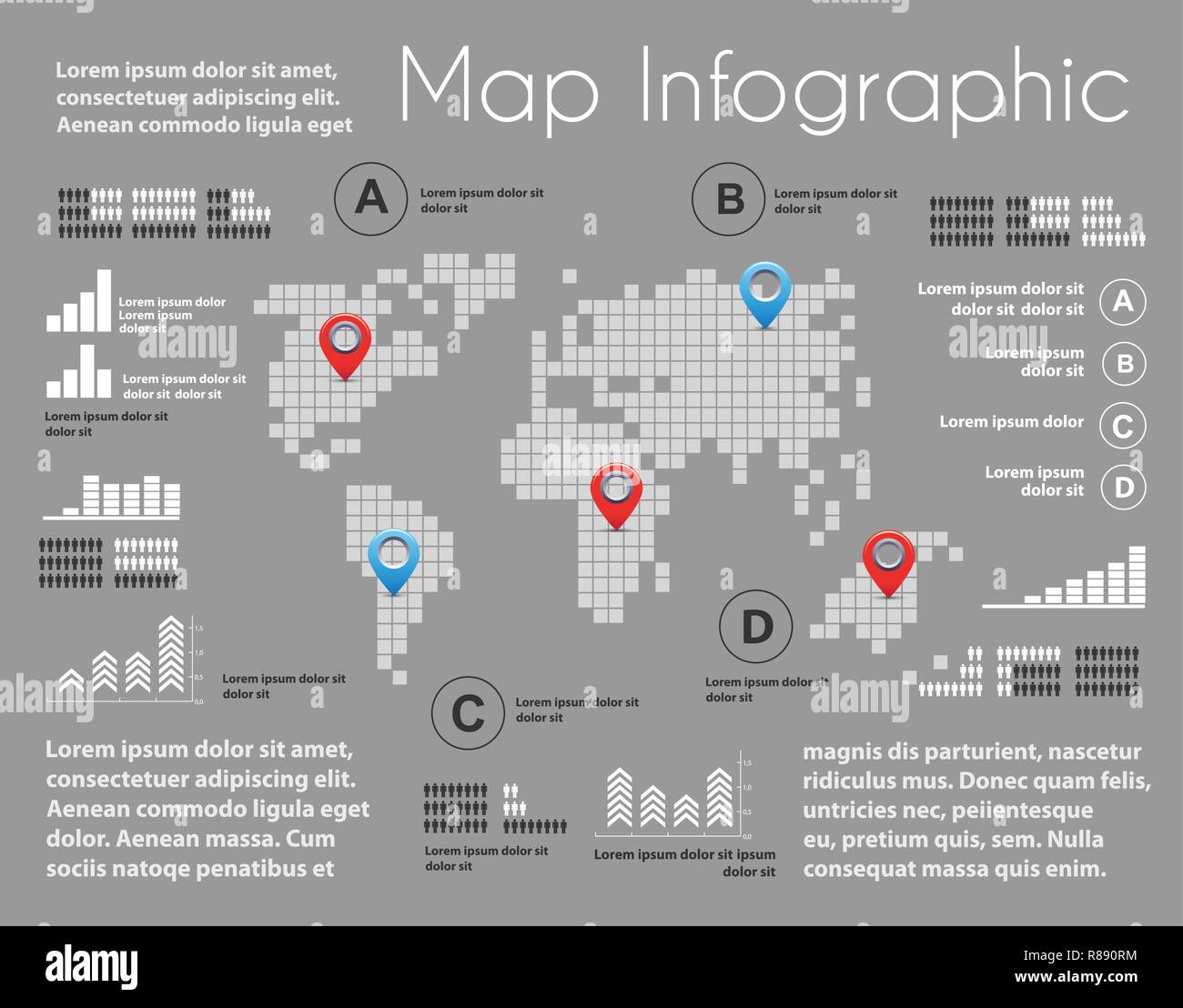 Infographics of map scheme in the field of industrial construction and ...