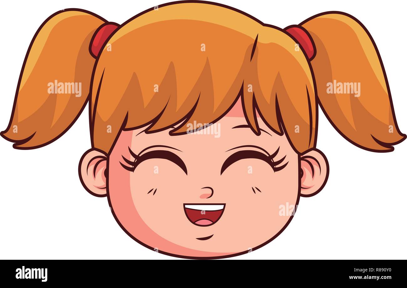 happy face girl cartoon