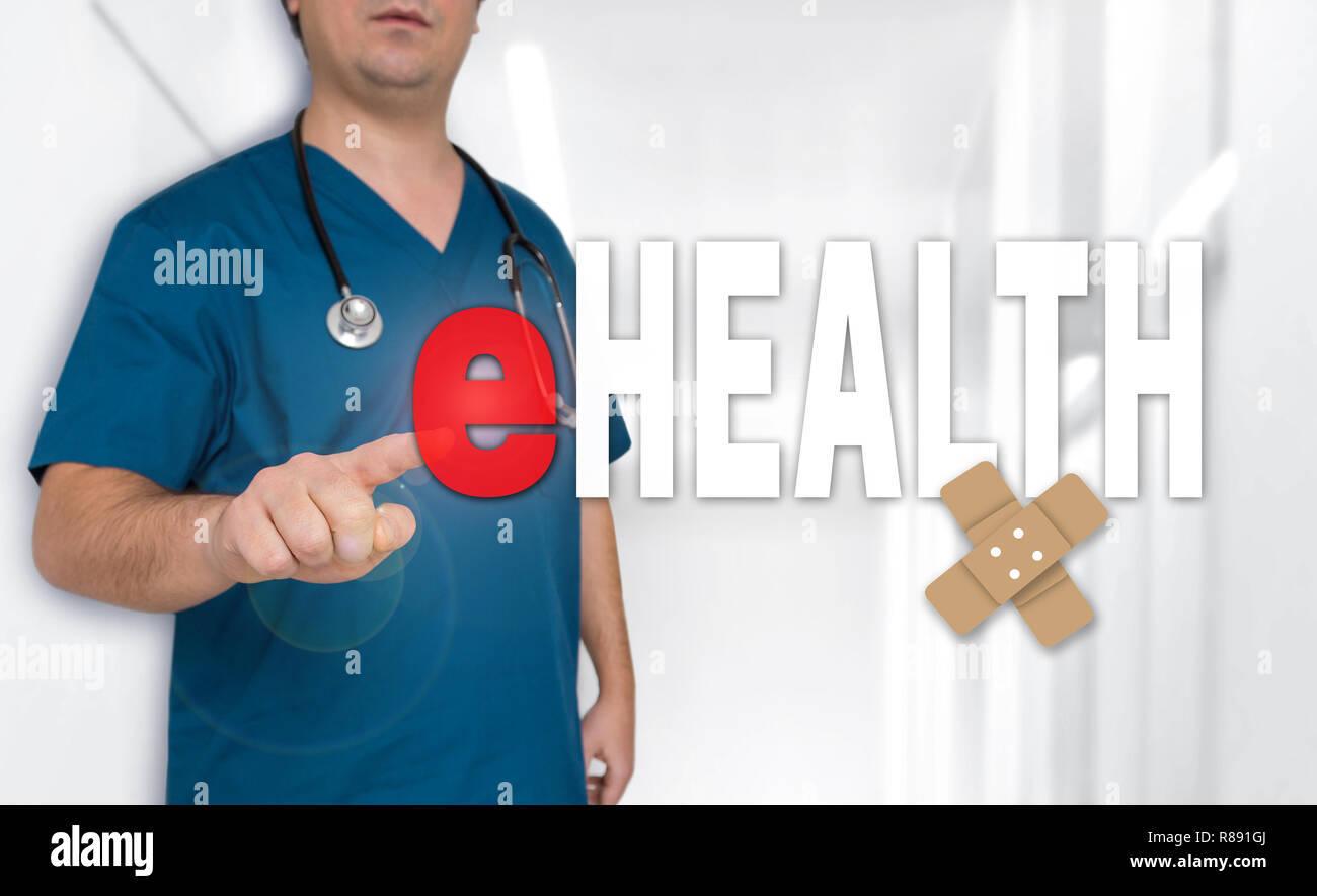 eHealth concept and doctor with surgical gown. Stock Photo