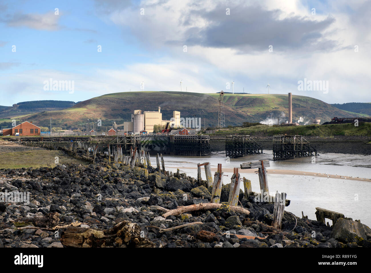 The estuary of the River Afan at Port Talbot, S. Wales UK Stock Photo