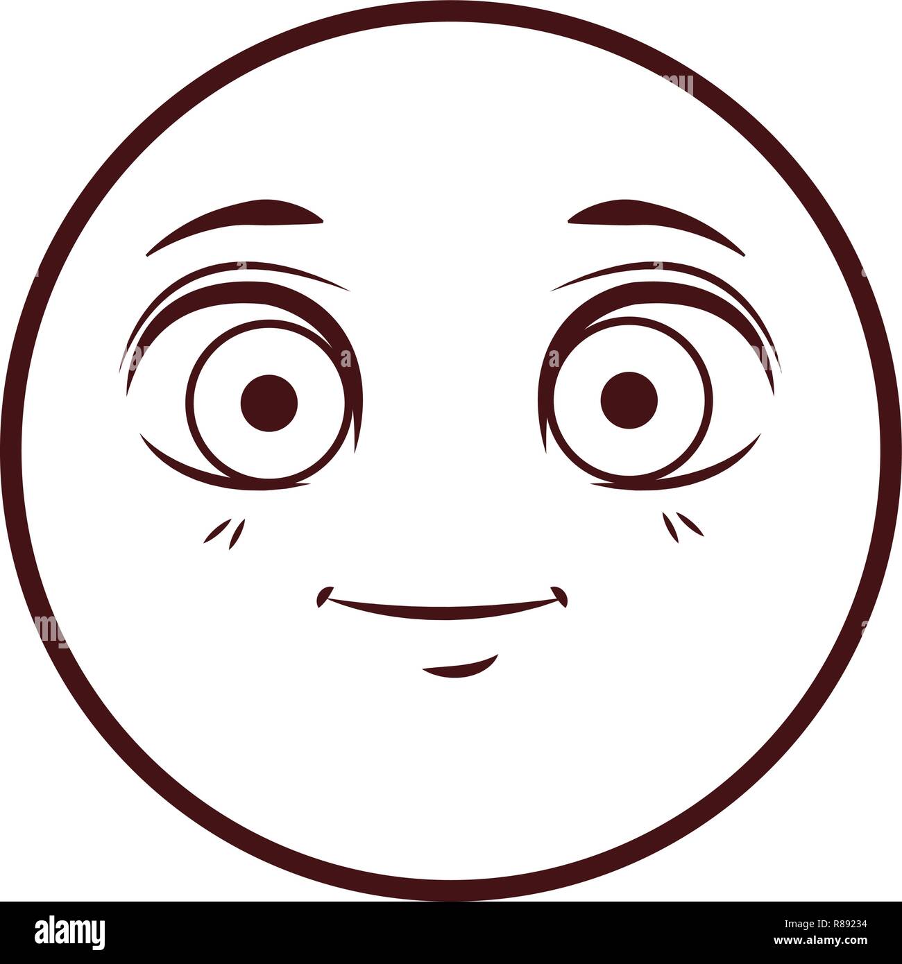 round icon face cartoon brown lines Stock Vector Image &amp; Art - Alamy