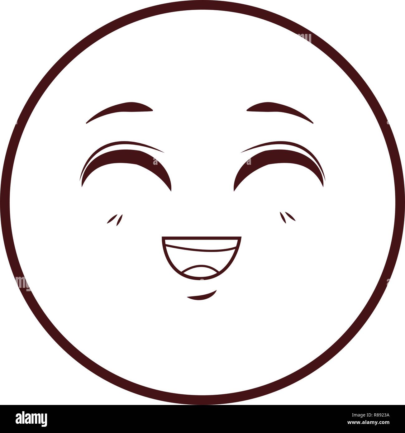 round icon face cartoon brown lines Stock Vector Image & Art - Alamy