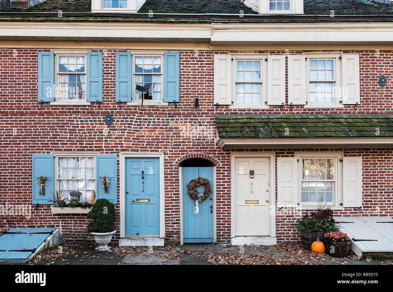 Colonial townhouse in Society Hill,, Philadelphia, Pennsylvania, USA. Stock Photo