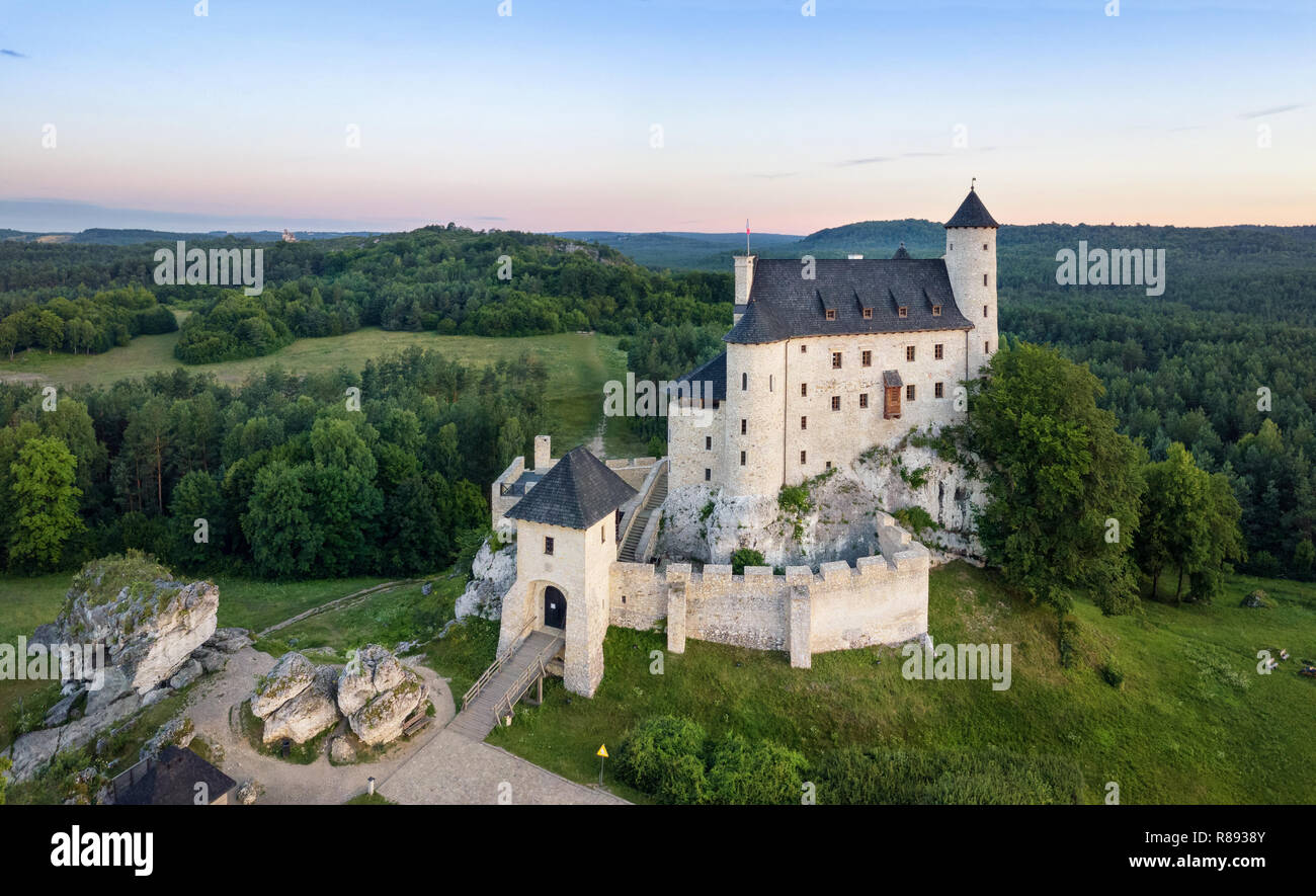 Aerial view of Bobolice Castle 14thcentury royal castle in the