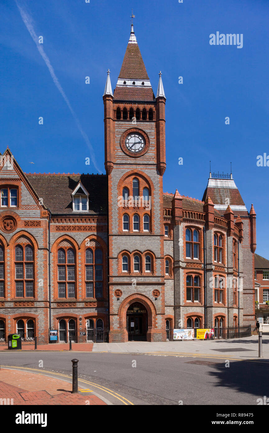 The Victorian Town Hall in Reading, Berkshire, designed by the architect Alfred Waterhouse Stock Photo