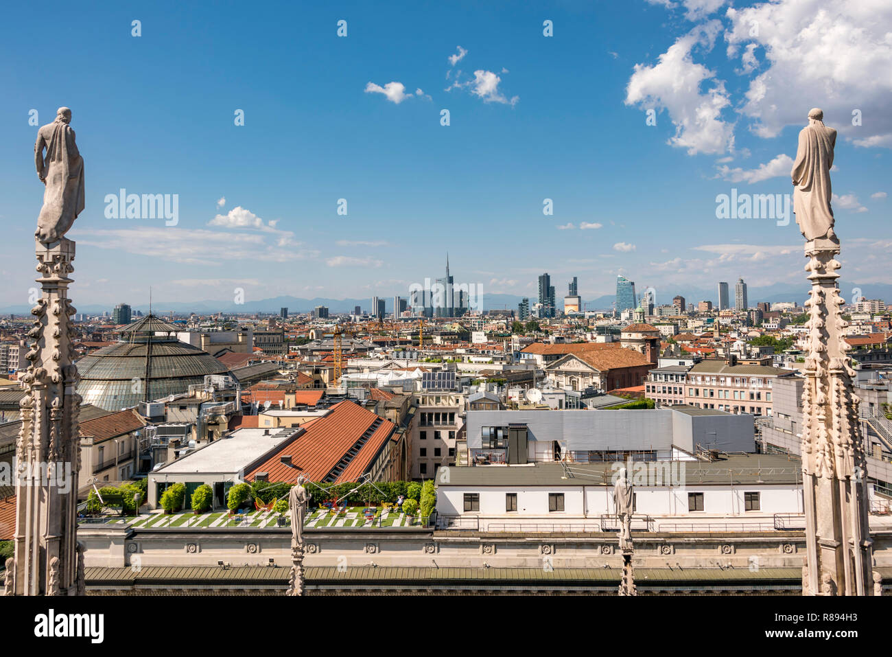 Horizontal aerial cityscape of Milan, Italy. Stock Photo