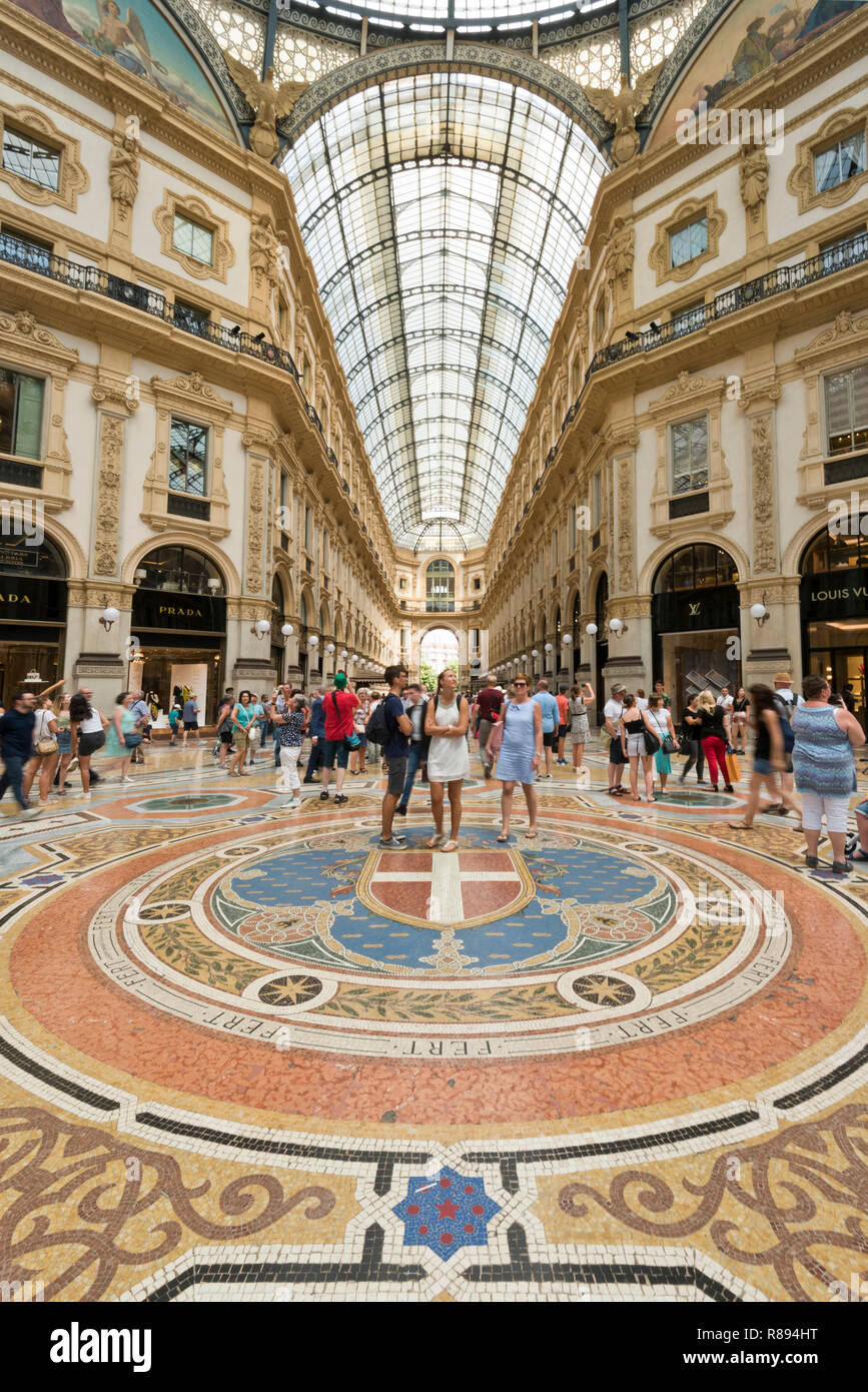Italy, Milan, Interior of Galleria Vittorio Emanuele II during
