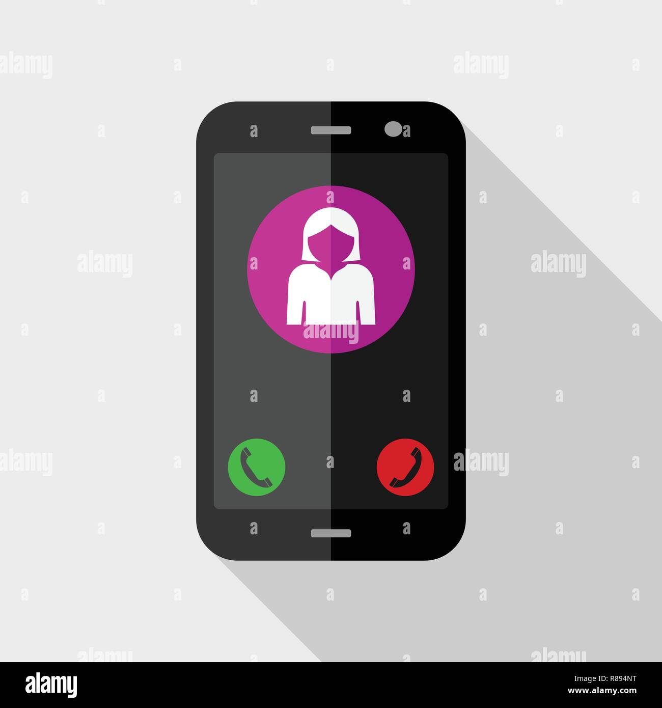 Incoming call on smartphone screen. Flat desgn vector illustration ...