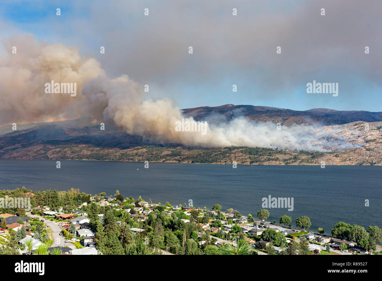 Smoke from a forest fire near Pearchland British Columbia Canada Stock Photo