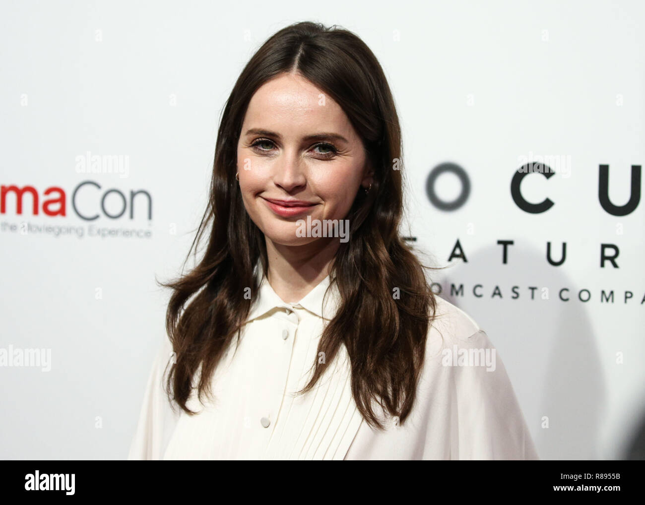 LAS VEGAS, NV, USA - APRIL 25: Felicity Jones at CinemaCon 2018 - Focus Features Luncheon And Studio Presentation held at the Octavius Ballroom at Caesars Palace during CinemaCon, the official convention of the National Association of Theatre Owners on April 25, 2018 in Las Vegas, Nevada, United States. (Photo by Xavier Collin/Image Press Agency) Stock Photo