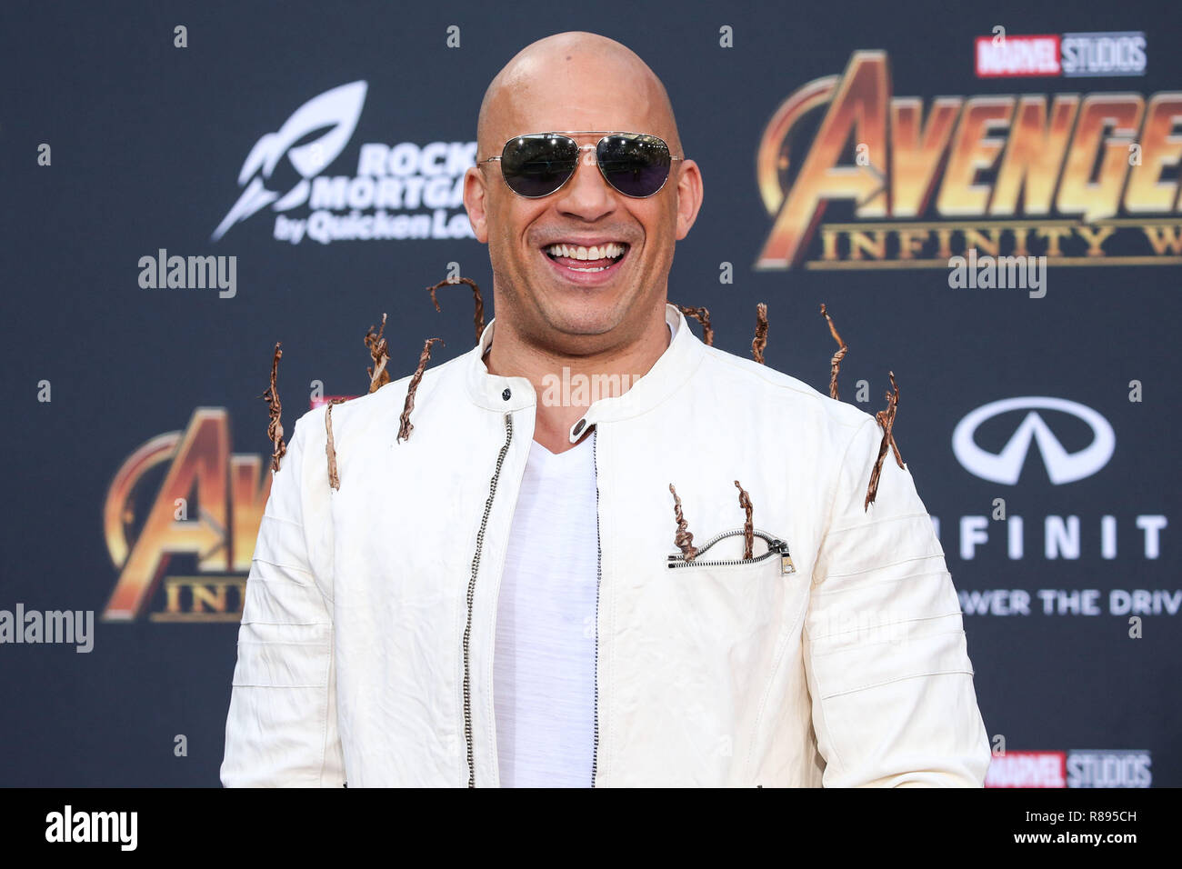 HOLLYWOOD, LOS ANGELES, CA, USA - APRIL 23: Vin Diesel at the World Premiere Of Disney And Marvel's 'Avengers: Infinity War' held at the El Capitan Theatre, Dolby Theatre and TCL Chinese Theatre IMAX on April 23, 2018 in Hollywood, Los Angeles, California, United States. (Photo by Xavier Collin/Image Press Agency) Stock Photo