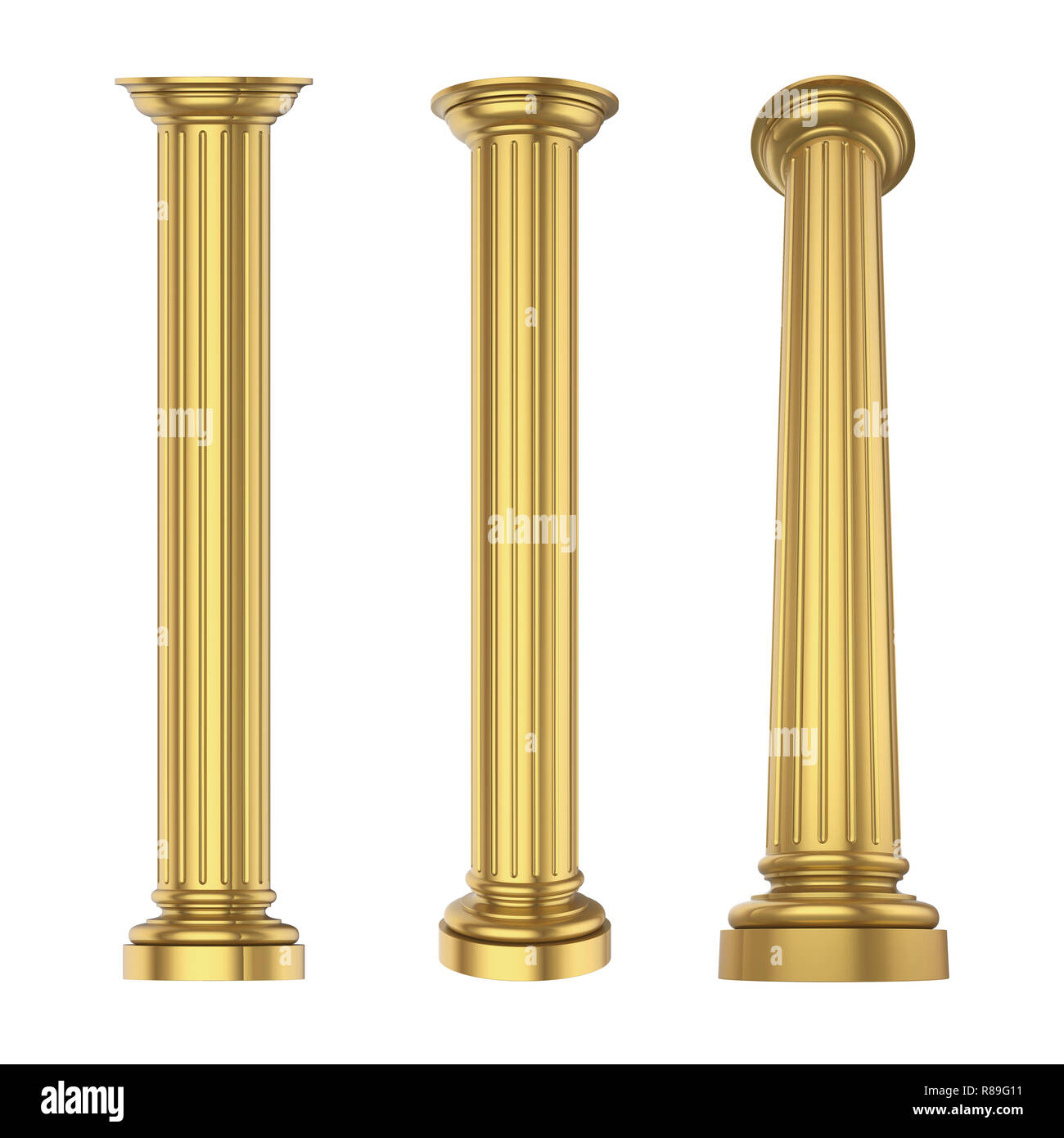 Golden Classic Columns Isolated Stock Photo - Alamy